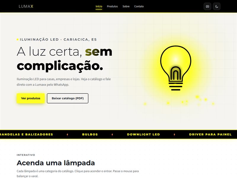 Página inicial do site Lumaxx