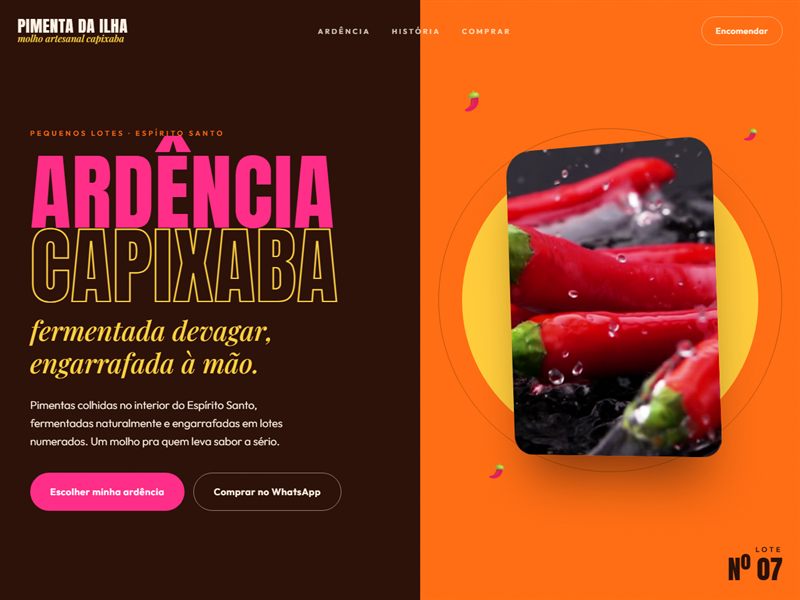 Página inicial do site Pimenta da Ilha