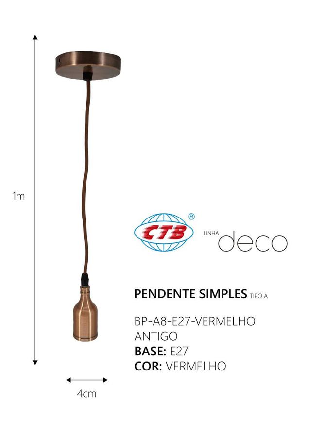Pendente A8 Vermelho Antigo